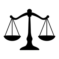 Symmetrical scales of justice in silhouette representing fairness and equity for all