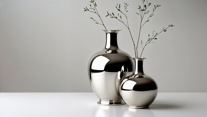 Minimalist Metallic Vases with Elegant Branches - Modern Home Decor