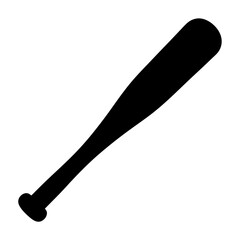 A simple silhouette of a baseball bat, sporting equipment for the field