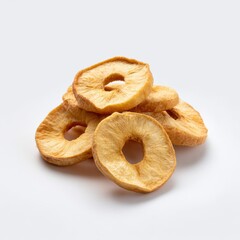Pile of dried fruit rings isolated on white background