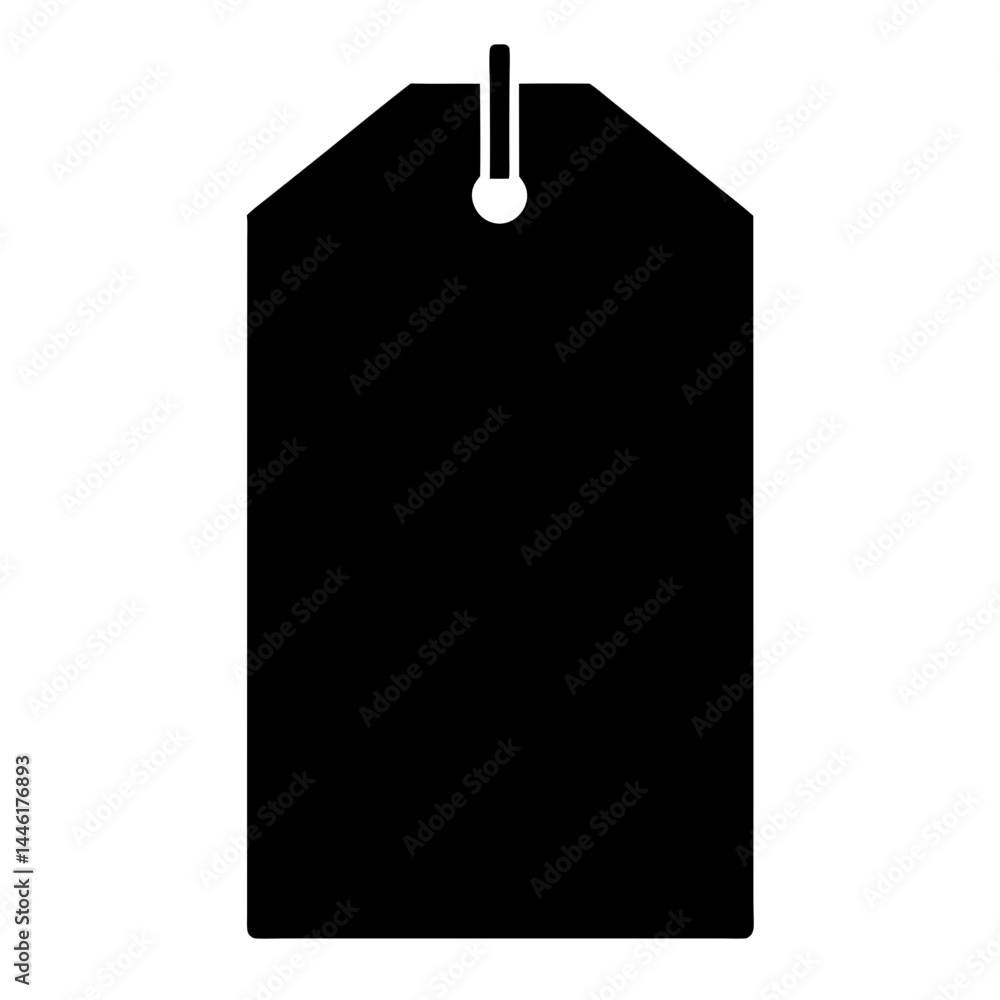 Poster simple black price tag or label with hole and string vector