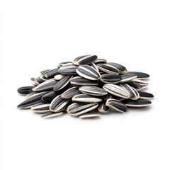 Pile of sunflower seeds isolated on white background