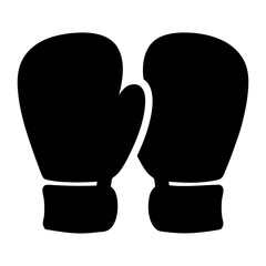 Pair of black boxing gloves symbolising combat and protection silhouette illustration