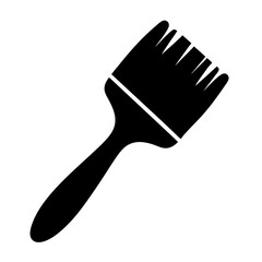 Simple isolated silhouette of a black paintbrush for arts and crafts projects
