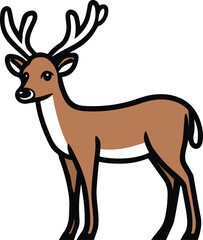 Obraz premium Deer Black Outline Stroke Vector Illustration on Transparent Background