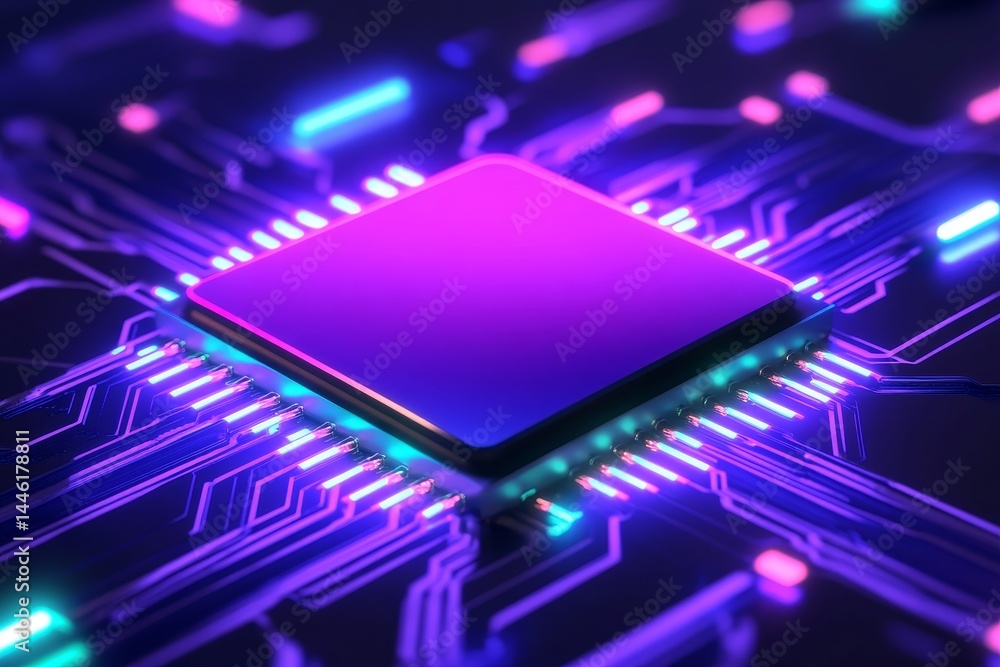 Poster advanced energy core processing unit - symbolizing technological advancement, power efficiency, data