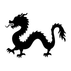 Black Silhouette of a Chinese Dragon Emblem of Power and Auspiciousness