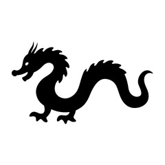 Obraz premium Silhouette of a Black Dragon with Ornate Details and Stylized Design