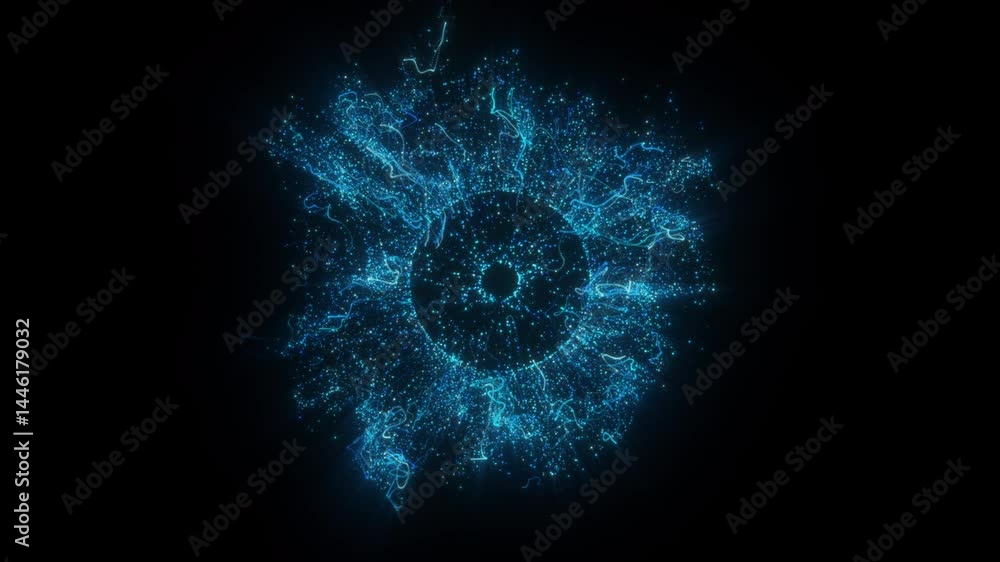 Poster 4k explosion of blue bokeh lights. holiday motion background. glowing particle abstract. 2160p 60fps