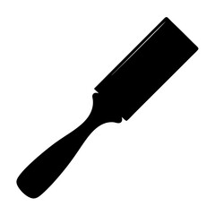 Simple black silhouette image of a woodworking chisel tool, for cutting wood