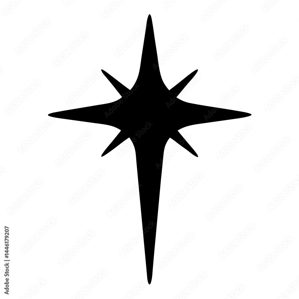 Poster simple eightpointed starburst in black over a white background design element