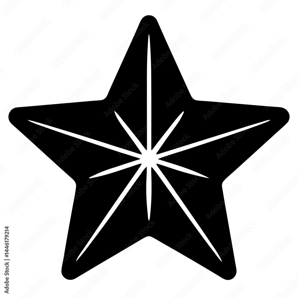 Poster geometric star shape with pointed rays emanating from the center design