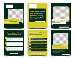 Modern minimalist graphic green social media post template design collection