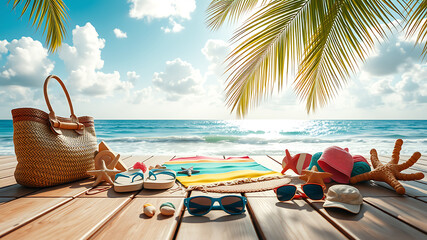 Tropical Beach Vacation Summer Essentials and Relaxation