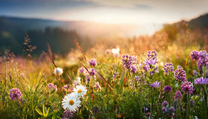 Naklejka premium nature background with wild flowers