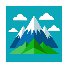 Winter Minimal Mountain Vector  Snowcapped Peaks on White Background