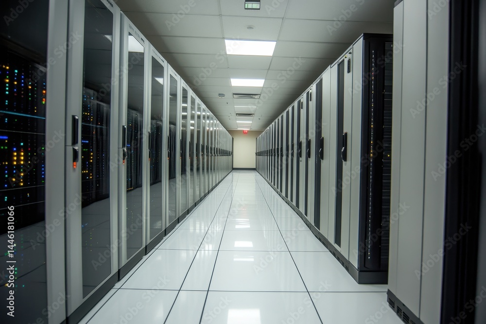 Aufkleber data processing in a large server room highlighting advanced technology and infrastructure, data pro