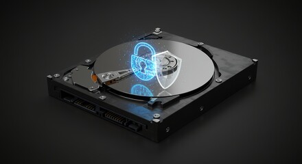 Hard drive with security lock graphic