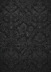 Intricate black damask floral pattern on dark grey  , motif, muted, abstract