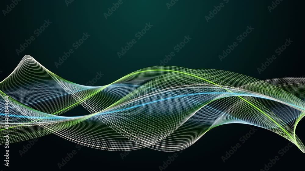 Poster fantastic eco video animation with stripe wave object in slow motion, 4096x2304 loop 4k