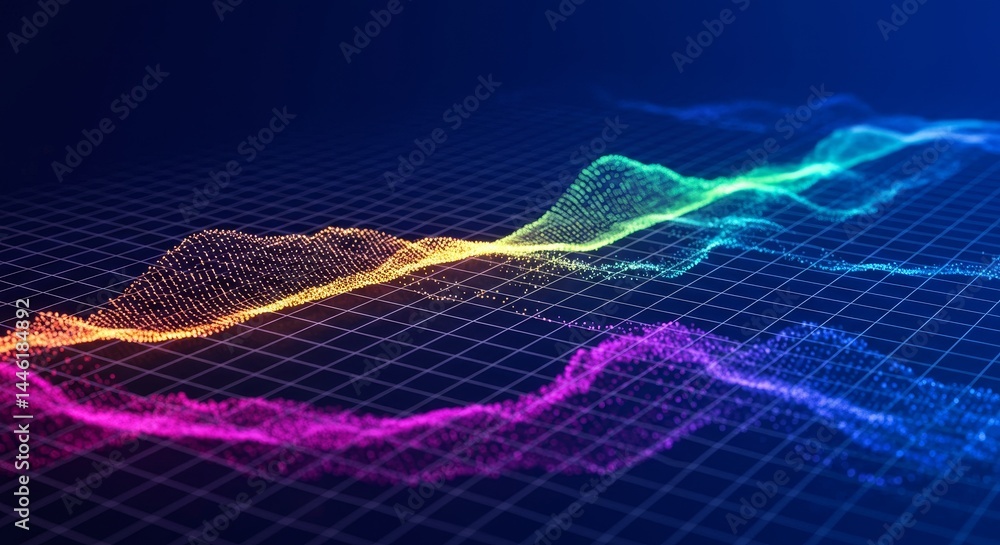 Aufkleber dynamic energy spectrum visualization - abstract visualization of fluctuating energy, data flow, net