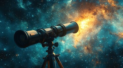 Telescope gazing at cosmos