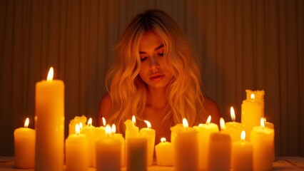 Female image before candlelight