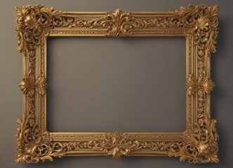 Ornate gold scroll frame, vintage design, royal aesthetic , gilding, vintage frame