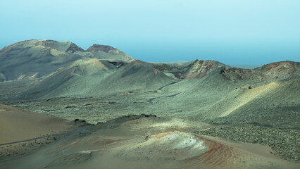 Volcanic landscape in Timanfaya National Park, Island Lanzarote.
