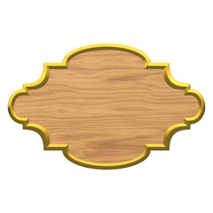 Wooden Name Plate, 3d illustration isolated on white background