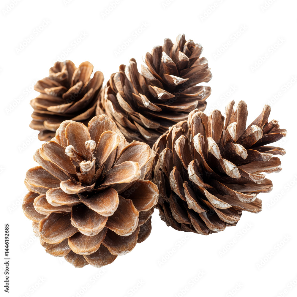 Poster isolated pine cones displaying natural textures and shapes against a transparent background for crea