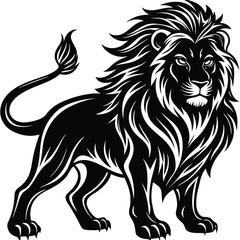 Majestic Lion Silhouette Elegant Black and White of a Regal Feline