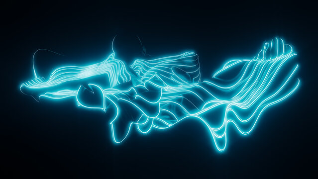 Glowing Neon Abstract Lines Creating Dynamic Wave Form
