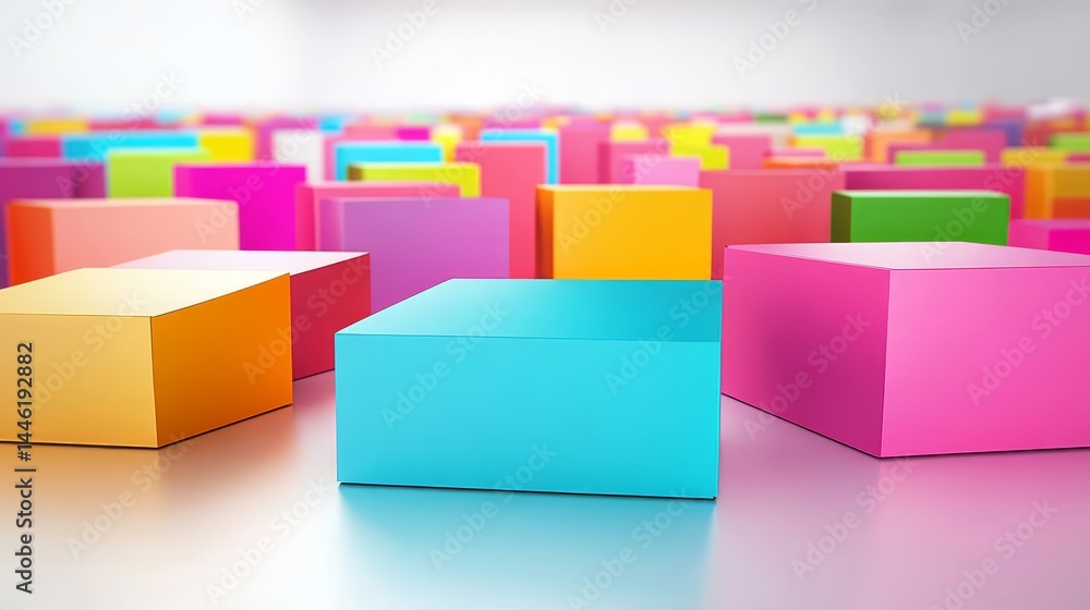 Poster colorful cube abstract background - vibrant colorful cubes arranged in a dynamic pattern, creating a