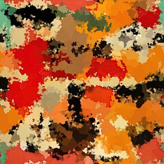 Abstract blotched random paint splatter seamless pattern. Dense grungy mottled effect fabric texture design with tileable all over print. For speckled impressionism style wallpaper backdrop.