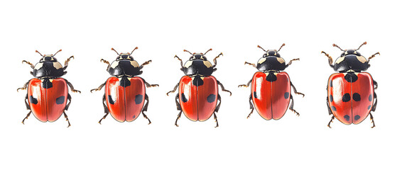Fototapeta premium Pack of Ladybug Against Transparent Background for Nature Design, Insect Studies, or Garden-Themed Projects