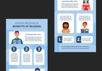 Blue And White Reading Benefits Kids Education Learning Infographic Template