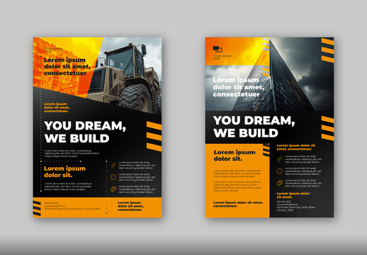 Yellow And Black Modern Professional Construction Services Flyer