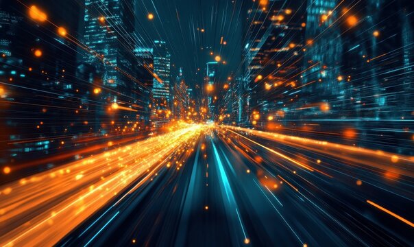 Dynamic business environment showcasing the concept of business agility, with symbols representing company transformation towards higher efficiency and rapid adaptation to market changes