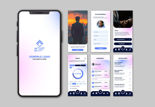 White And Purple Crypto Finance Wallet Mobile App UI Screens