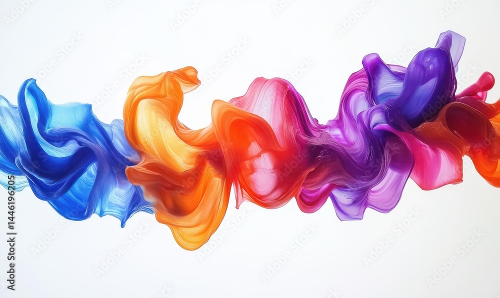 Poster abstract flow of multicolored liquid paint blending dynamically, rich textures and gradients forming