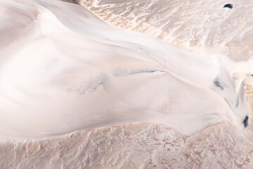 Aerial view of desert landscape with dunes and textures