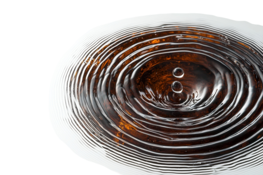 Dark liquid ripples two drops falling concentric circles abstract art photography dark brown water