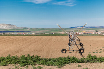 Center Pivot Irrigation System on Farmland in Toledo, Spain