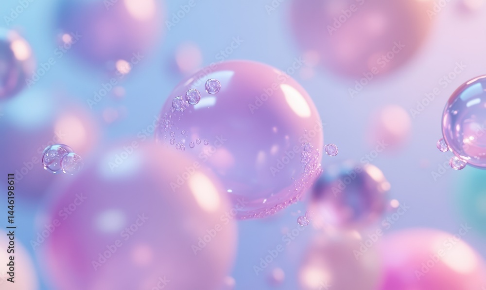 Poster close-up of soft pastel balloons floating against a gradient background, smooth vibrant tones creati