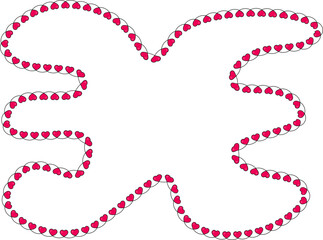 Freeform fluid shape with a varied heart-patterned border forming an abstract and irregular contour.