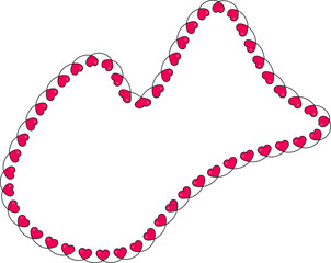 Freeform irregular shape with a continuous heart-patterned contour.