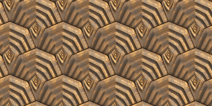 3D Shield-Shaped Pattern with Layered Metallic Texture