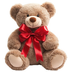 Sweet Teddy Bear: A cuddly teddy bear with a big red bow, exuding warmth and affection, perfect for childhood and comforting moments. 