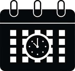 vector calendar with clock overlay on white 